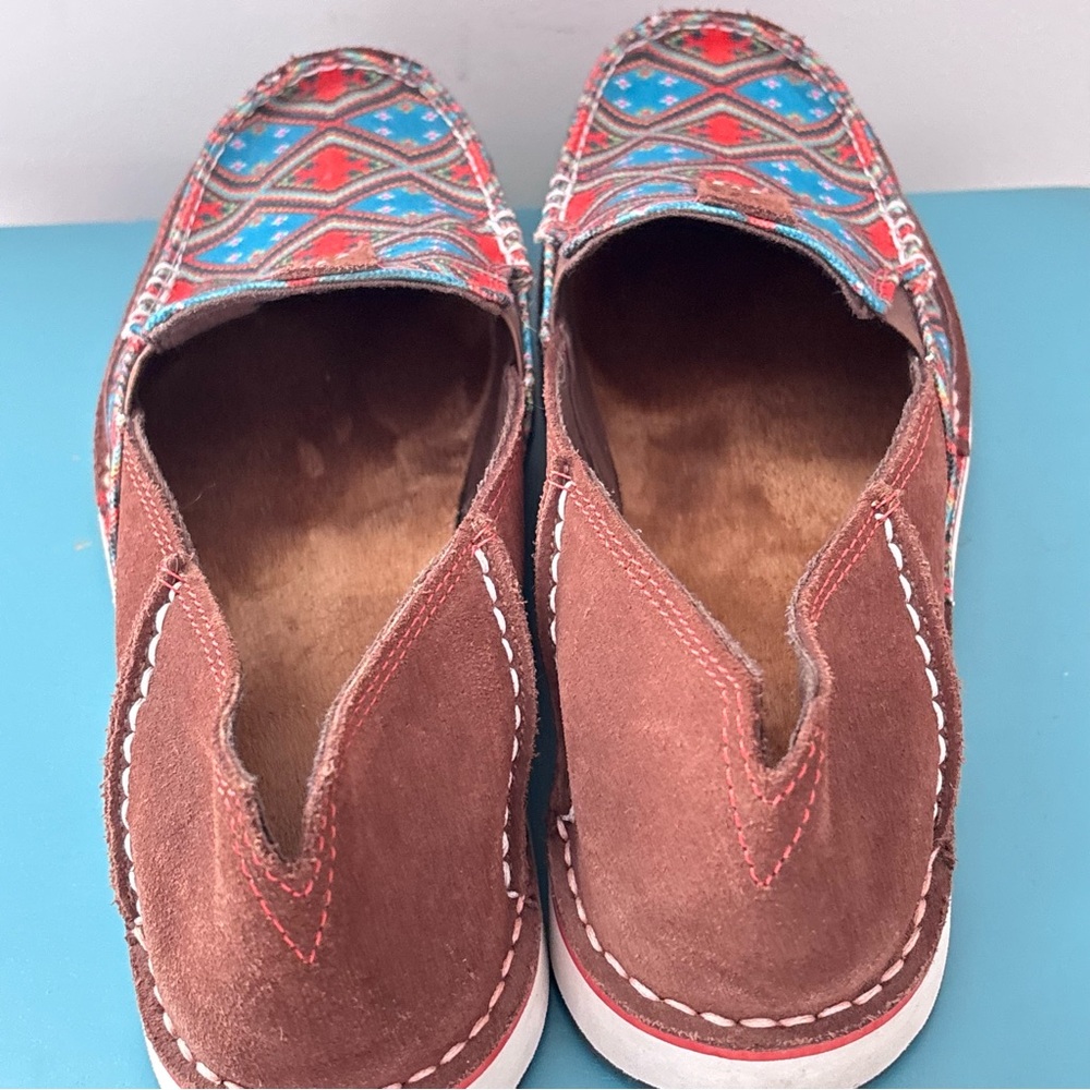 Ariat Cruiser Saddle Tan Suade Geometric Neutral Boho Slip On Shoes Size 9.5B - Picture 15 of 16